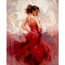 Rød kjole, diamond painting sett thumbnail