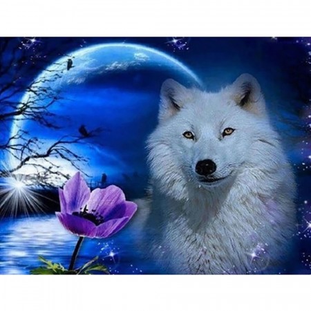 Hvit ulv, diamond painting
